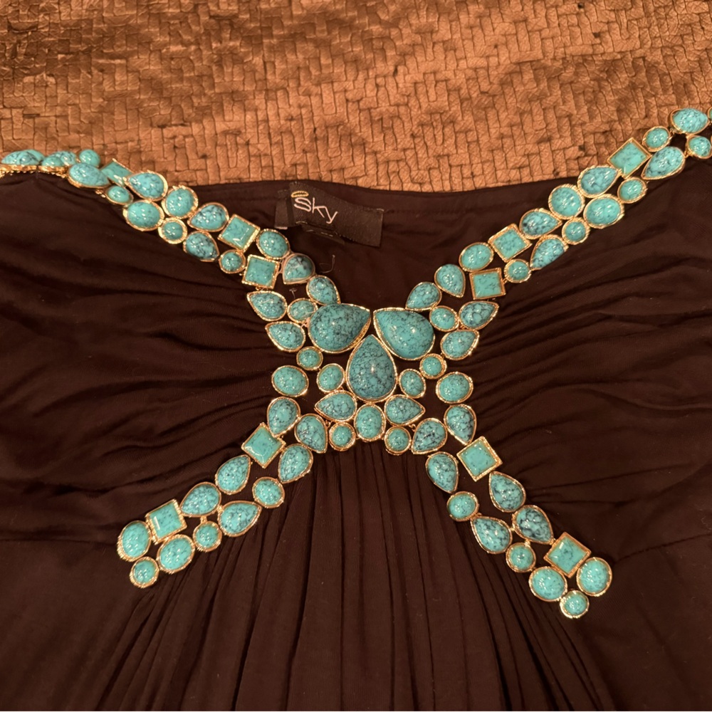 Sky dress- Black and turquoise. Stunning!